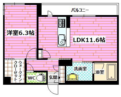 メゾン府中南(1LDK/1階)の間取り写真