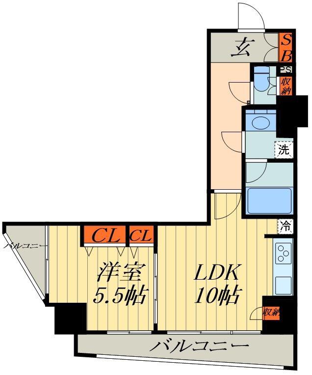 フェリーチェ川口(1DK/7階)の間取り写真