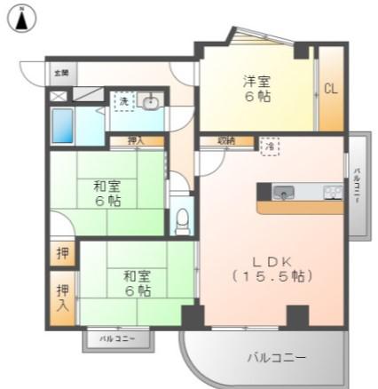VIA SAKURA(3LDK/3階)の間取り写真