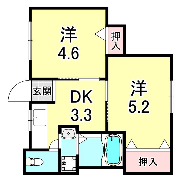 弘マンション(2K/2階)の間取り写真