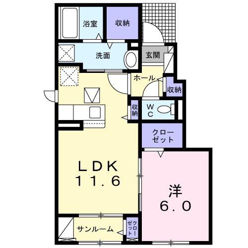 ヴィラ リバティ(1LDK/1階)の間取り写真