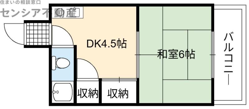 京橋マンション(1DK/2階)の間取り写真