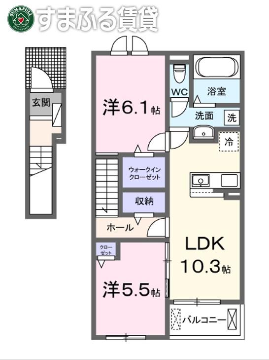アルコバレーノN.E(2LDK/2階)の間取り写真