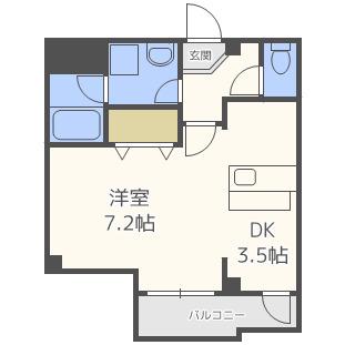 PRIMOおおとり(1K/6階)の間取り写真