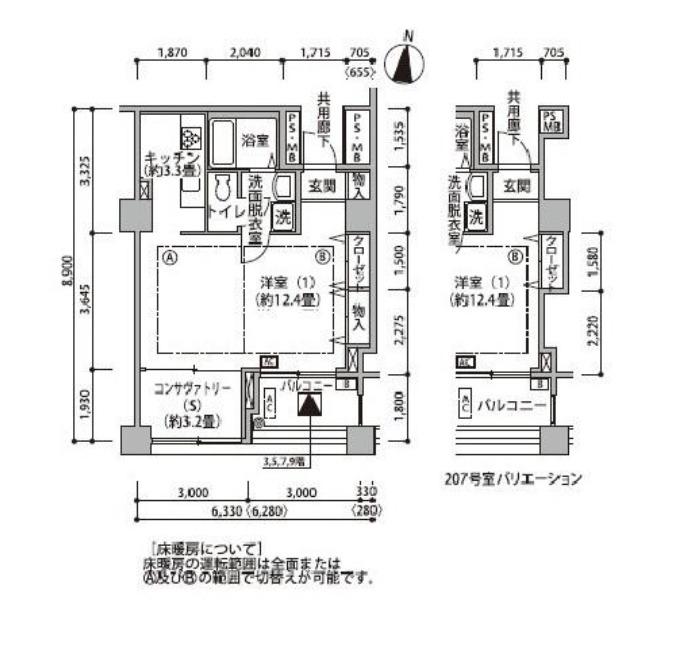 東雲キャナルコートコウダン15号棟(ワンルーム/2階)の間取り写真