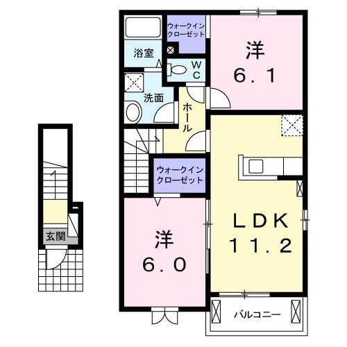 グレイスハウスA(2LDK/2階)の間取り写真