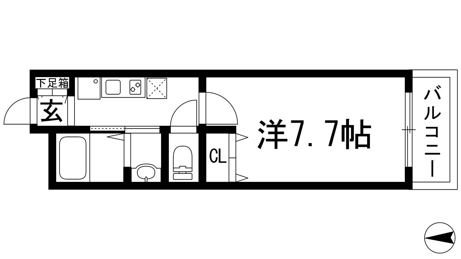 ハッピーハウス川西(1K/3階)の間取り写真