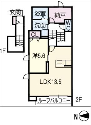SERE NOII(1LDK/2階)の間取り写真