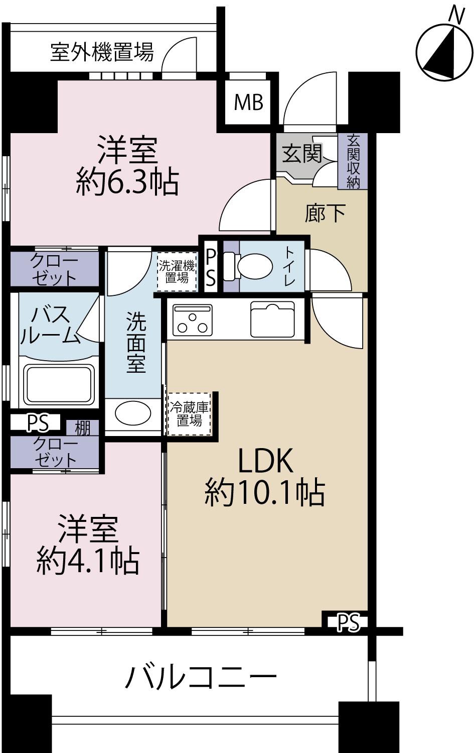 アトラス音羽(2LDK/11階)の間取り写真
