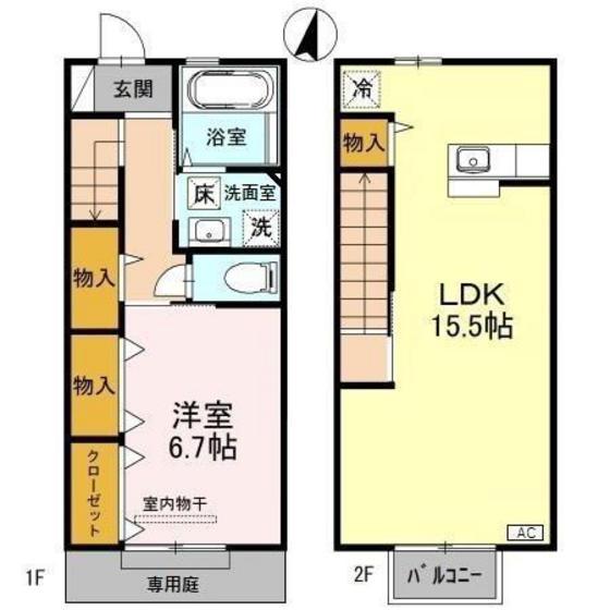 D-ROOM秋吉B棟(1LDK/1階)の間取り写真