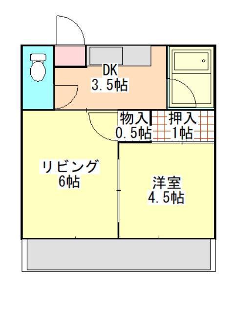 ライフシェリーI(2DK/2階)の間取り写真