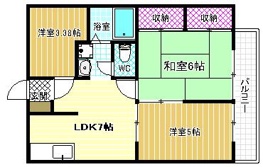 エステートピア楡(3LDK/2階)の間取り写真