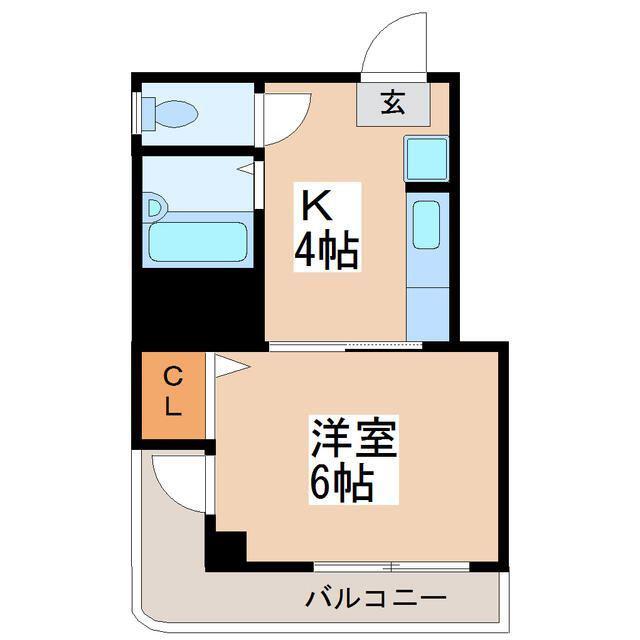 全観スカイハイツ(1K/2階)の間取り写真