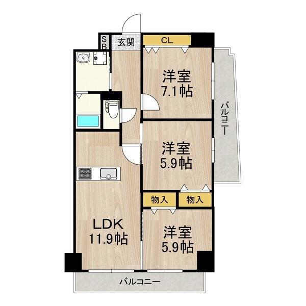 インプルーブ金山(3LDK/6階)の間取り写真