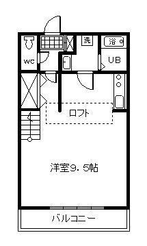 Kハイツ(ワンルーム/2階)の間取り写真