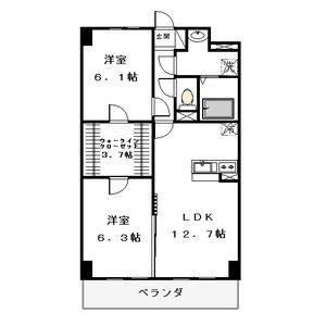 プラスペリティ(2LDK/2階)の間取り写真