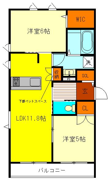 アーバンパレス北町(2LDK/2階)の間取り写真