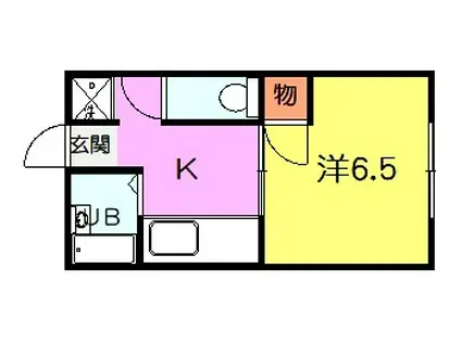 カワサキパティオPARTI(1K/1階)の間取り写真