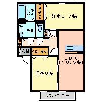 エルシオン(2LDK/2階)の間取り写真