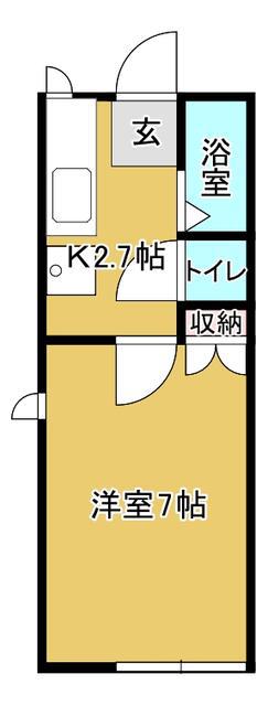 ヴェルドミールA(1K/2階)の間取り写真