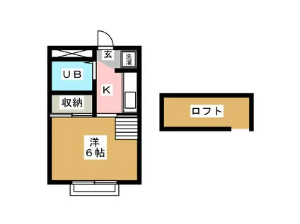 プラザ・ドゥ・パース(1K/2階)の間取り写真