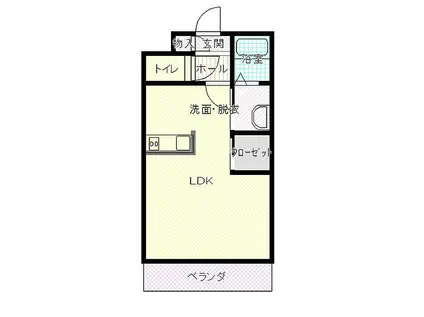 イースト1205(1K/2階)の間取り写真