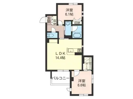 グラン・ドミール(2LDK/2階)の間取り写真