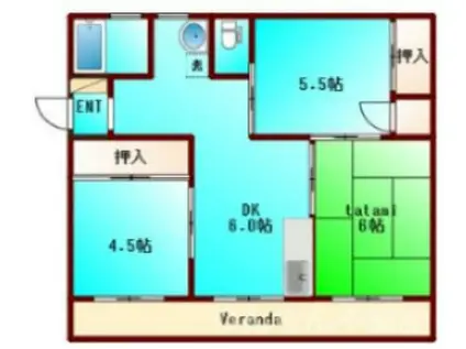 平野マンション(3DK/1階)の間取り写真