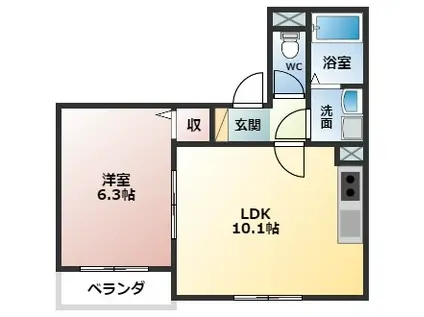 コンフォール道明寺駅西(1LDK/2階)の間取り写真