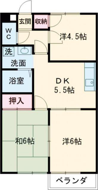 ビューハイツ有松A棟(3DK/1階)の間取り写真