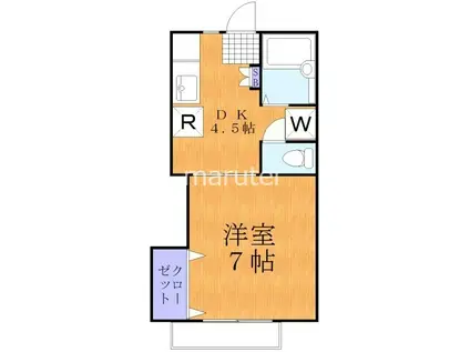 ウスタリアII(1DK/1階)の間取り写真