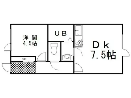 サンシティ文苑(1DK/2階)の間取り写真