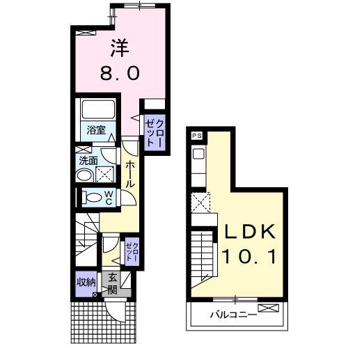 サンヴェール茂原D(1LDK/1階)の間取り写真