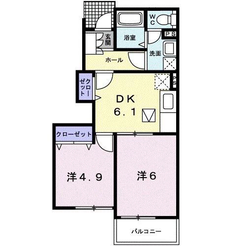 サンスクエアM(2DK/1階)の間取り写真