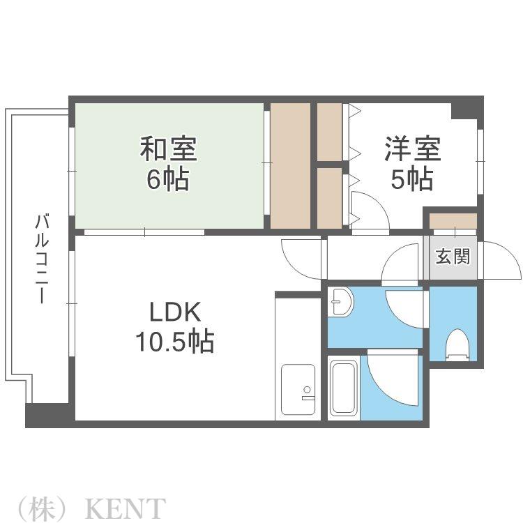 シャンボール大通第2(2LDK/7階)の間取り写真