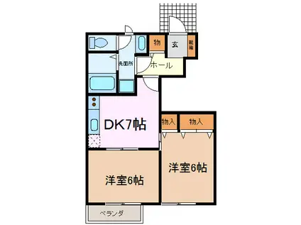 フリージアガーデンII(2DK/1階)の間取り写真