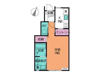 トマトハウスⅡ(1K/1階)の間取り写真