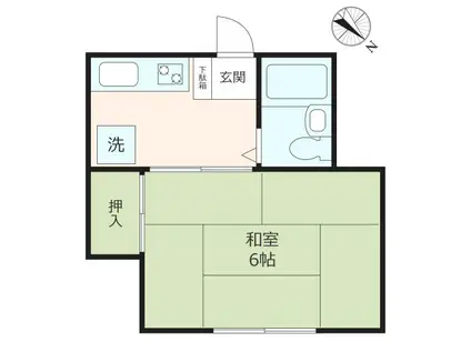 コーポ宮城(1K/2階)の間取り写真