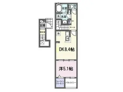 JR身延線 富士宮駅 徒歩18分 2階建 築1年(1DK/2階)の間取り写真
