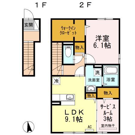 フェリーチェ(1SLDK/2階)の間取り写真