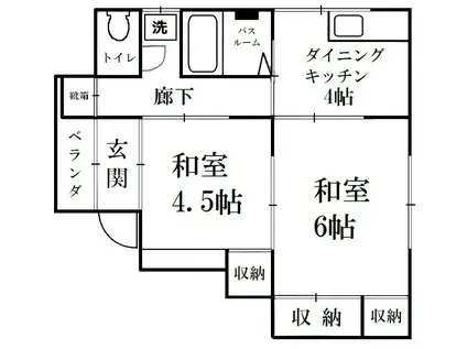 第三ひらぎく荘(2DK/2階)の間取り写真