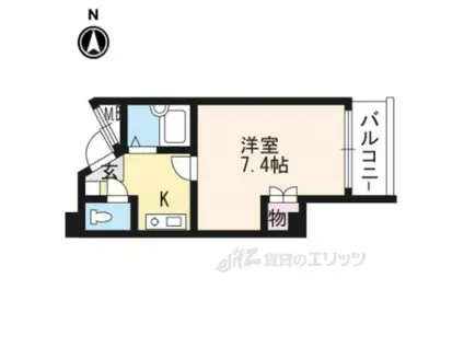 ブランネージュ四条大宮(1K/8階)の間取り写真