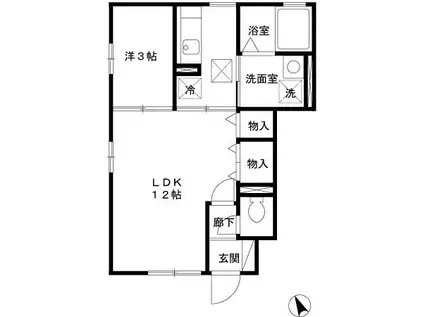 フォンティーヌ(1LDK/1階)の間取り写真