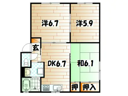 エスポワールK(3DK/1階)の間取り写真