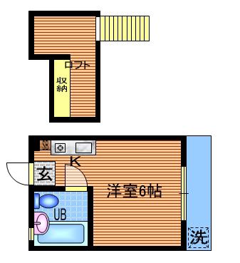 ステージ境南B(ワンルーム/2階)の間取り写真