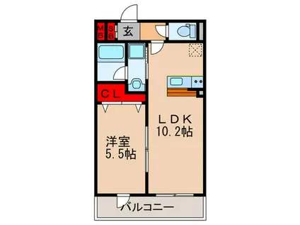ベルドミール口酒井(1LDK/1階)の間取り写真