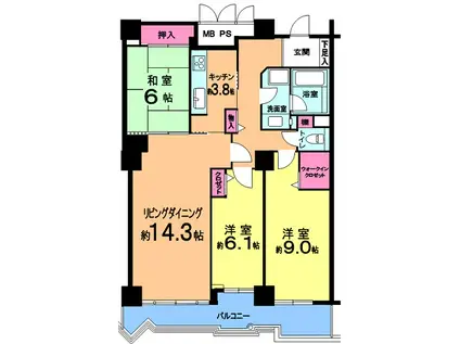 アビック21SP棟(3LDK/8階)の間取り写真