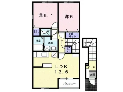 エアリーメゾンII(2LDK/2階)の間取り写真