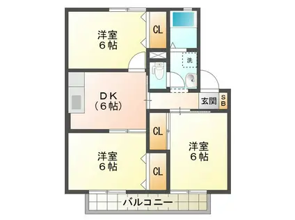 ドリームコート C棟(3DK/2階)の間取り写真