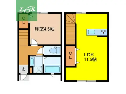 CREDO基山I(1LDK/1階)の間取り写真